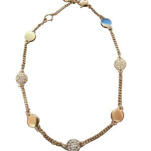 NWOT DKNY 9” gold tone and crystal anklet